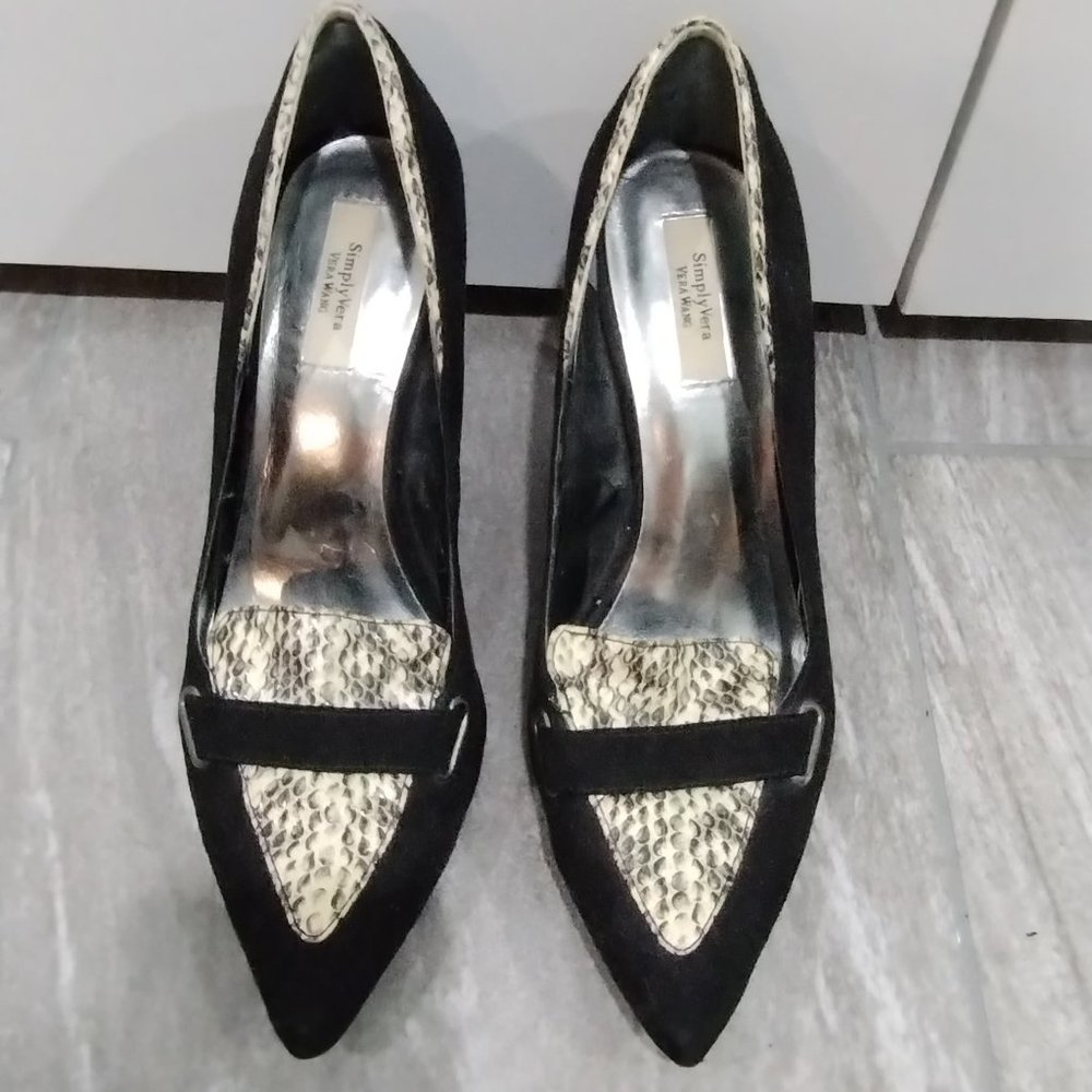 Simply Vera by Vera Wang Black Stiletto Heels with faux snake-skin details